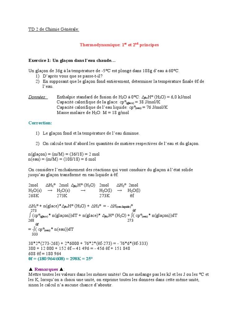 Thermodynamique et réactions chimiques | PDF | Enthalpie | Carbone