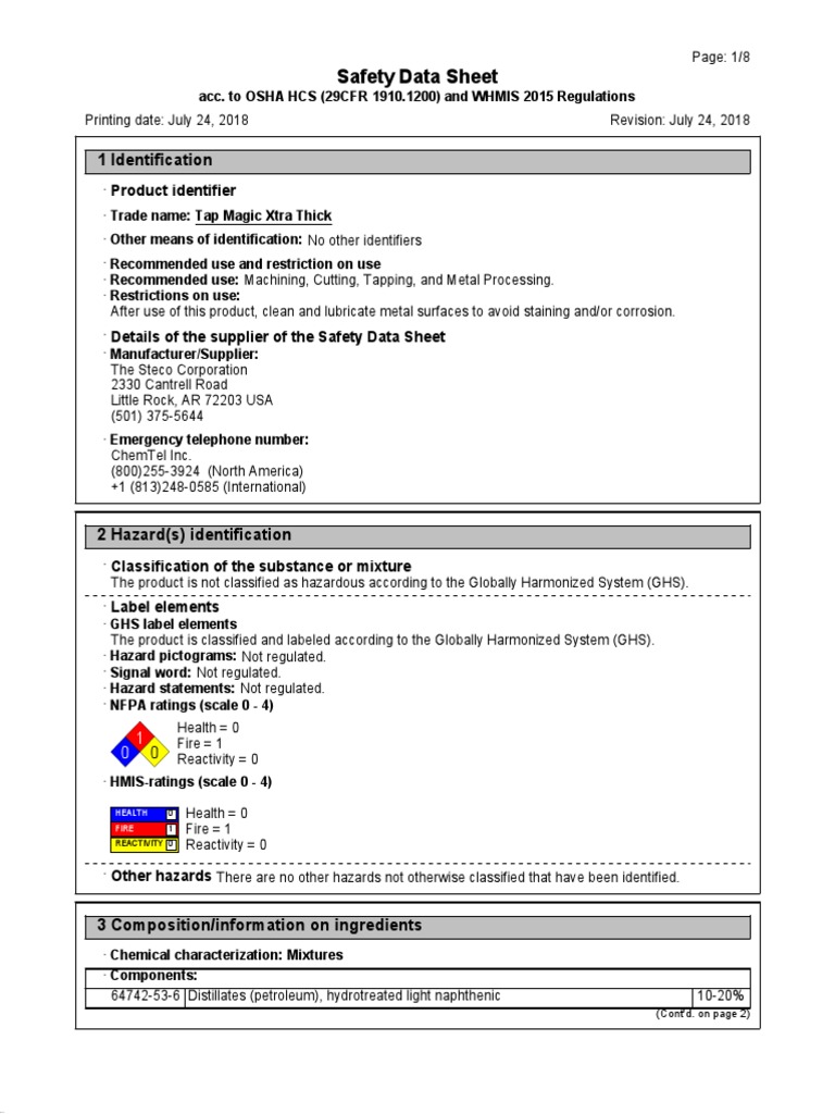 Tap Magic Aceite de Corte | PDF | Dangerous Goods | Prevention