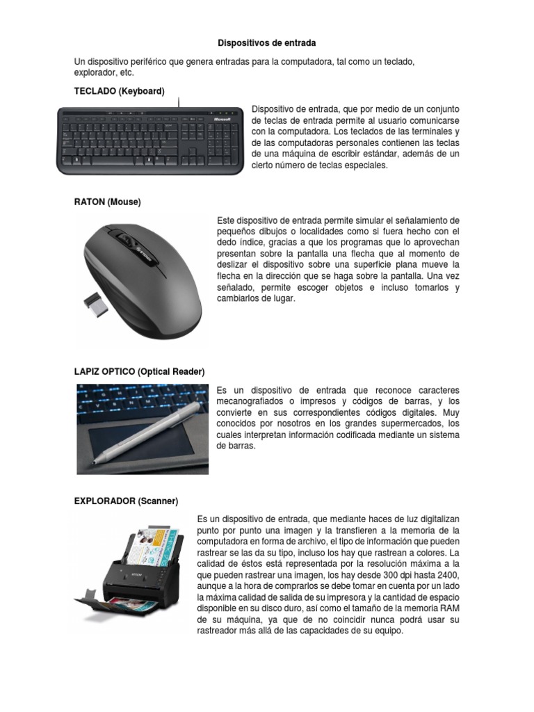 Dispositivos de Entrada, Salida y Mixtos | PDF | Periférico | Monitor de  computadora