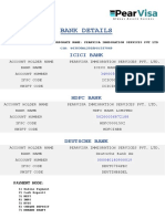 Bank Details for Pearvisa Immigration Services