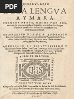 Ludovico Bertonio Vocabulario de La Lengua Aymara 1612 2 Vol PDF ...