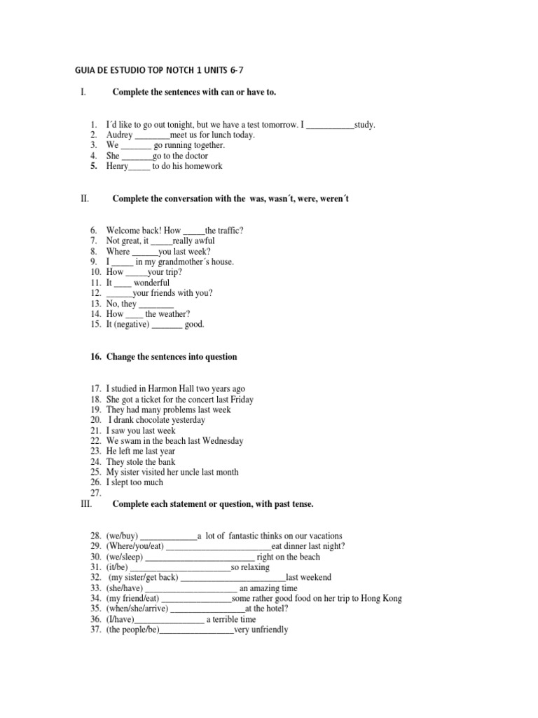 Guia de Estudio Top Notch 1 Units 6 PDF Languages Language Arts