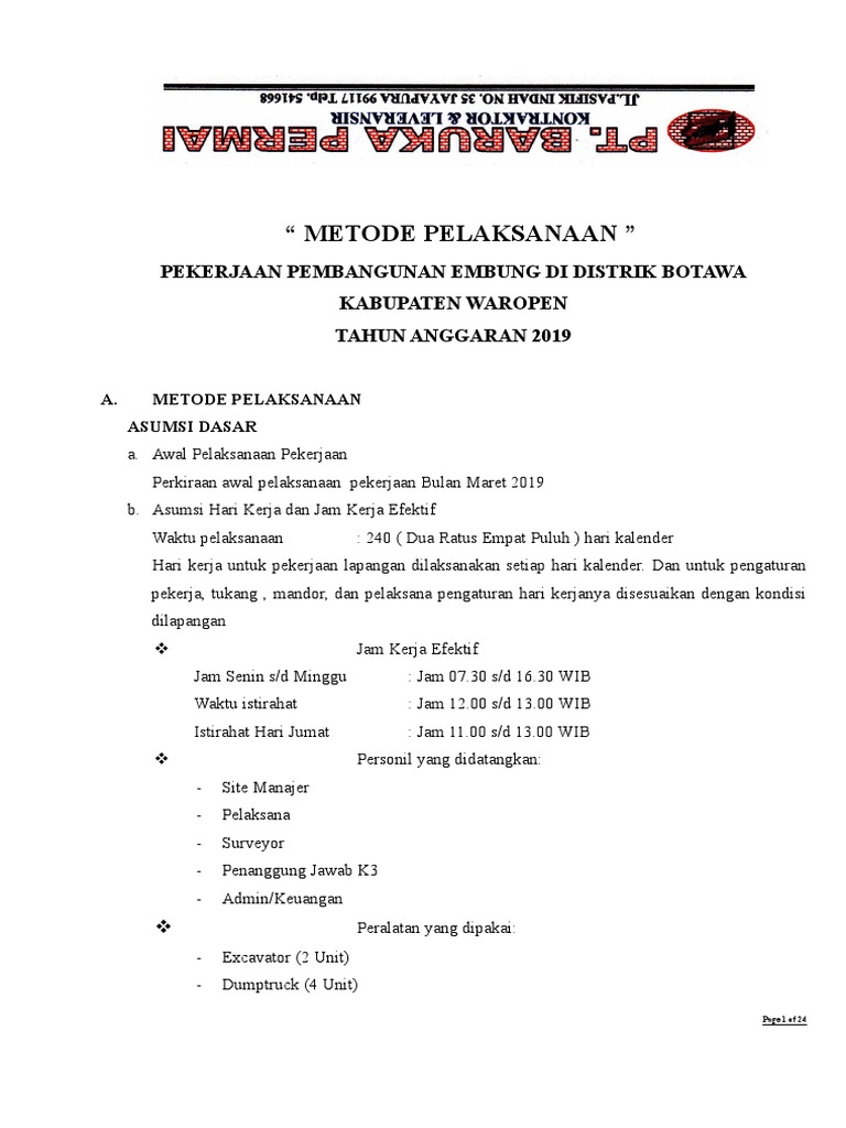 Metode Pembangunan Embung 2019 | PDF