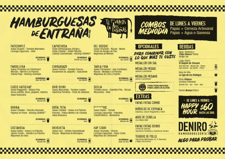 Deniro Menu Carta | PDF | Alimentos | Cocina