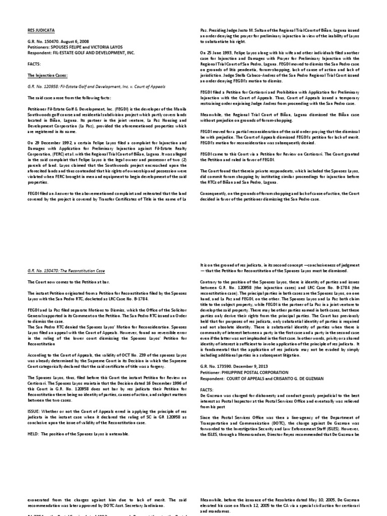 Res Judicata in Land Dispute Cases | PDF | Res Judicata | Lawsuit