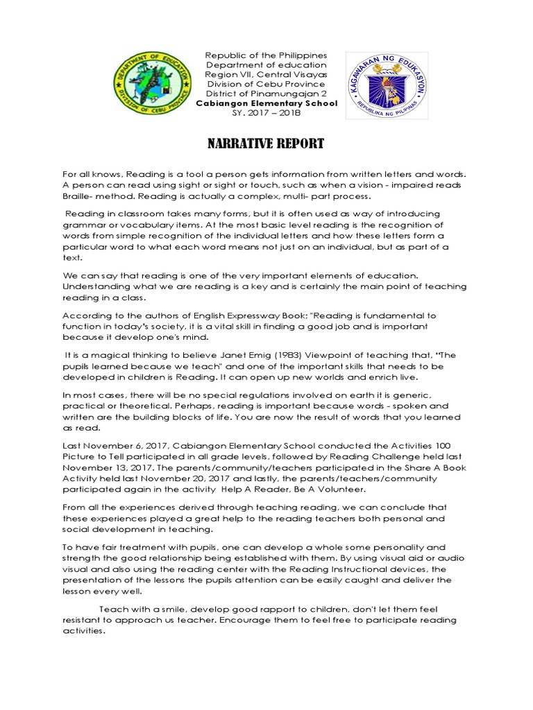 Ces Narrative Report | Download Free PDF | Teachers | Teaching