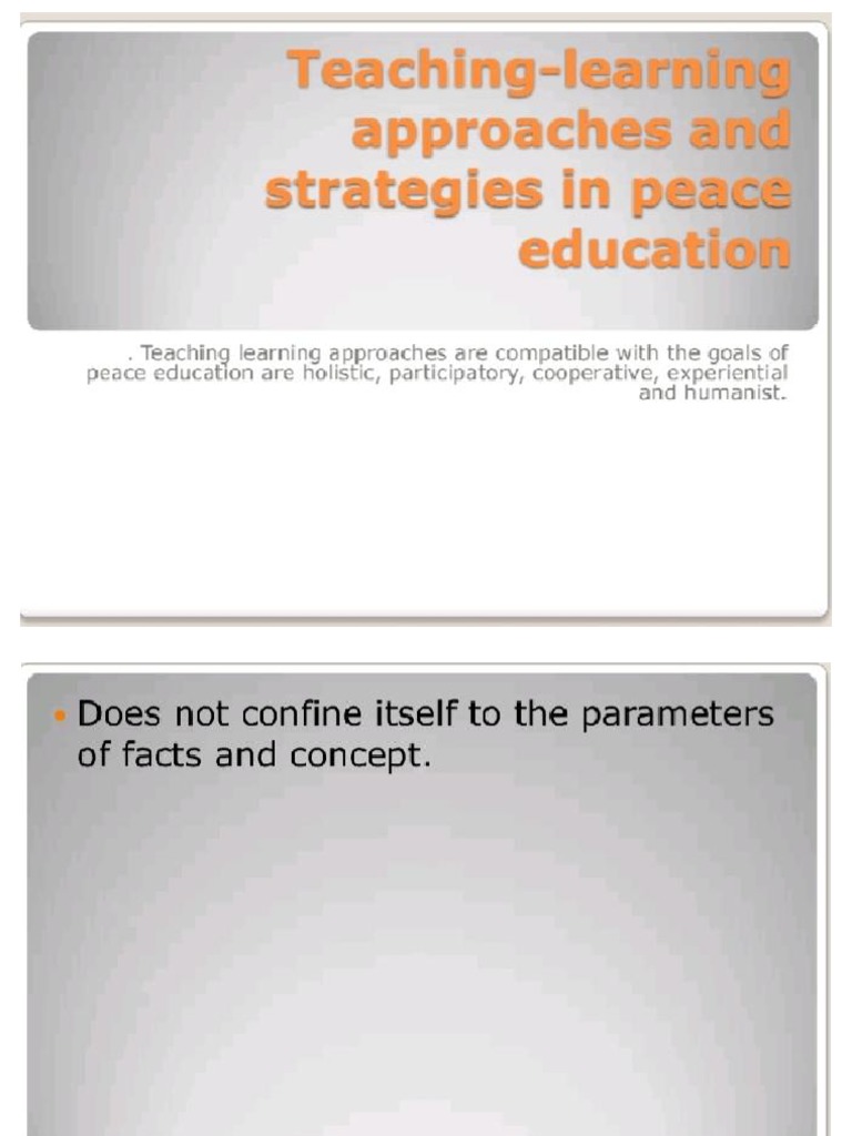 Teaching Learning Approach & Strategies in Peace Education | PDF