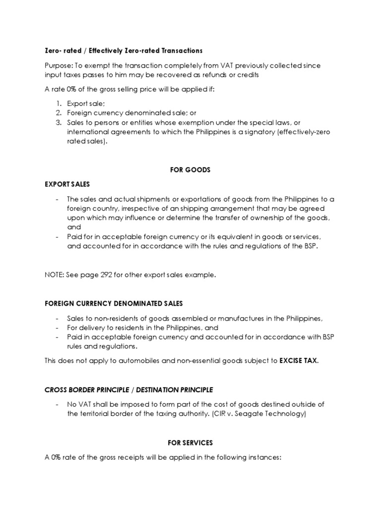 Zero Rated / Effectively ZeroRated Transactions Explanation