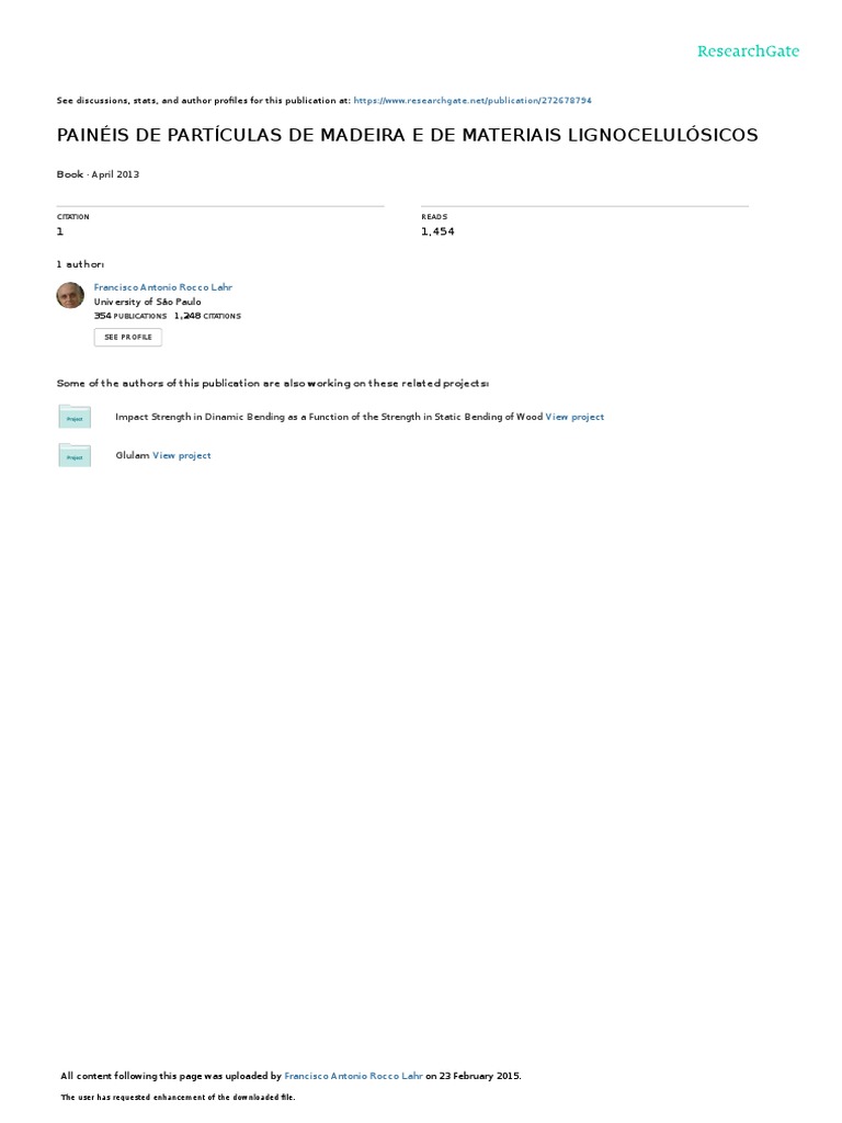 Painéis de Partículas de Madeira e de Materiais Lignocelulósicos, PDF, Madeira