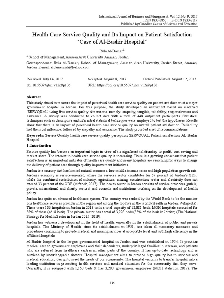 Health Care Service Quality and Its Impact On Pati PDF | PDF | Health ...
