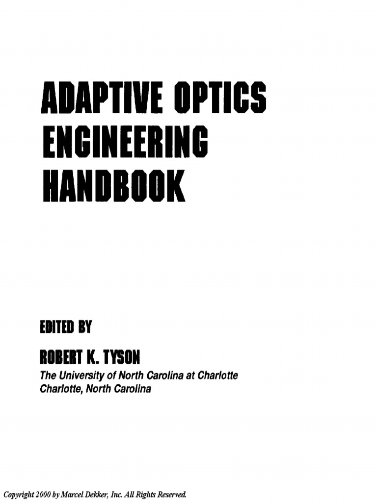 Adaptive Optics Engineering Handbook Robert K Tyson PDF Optics