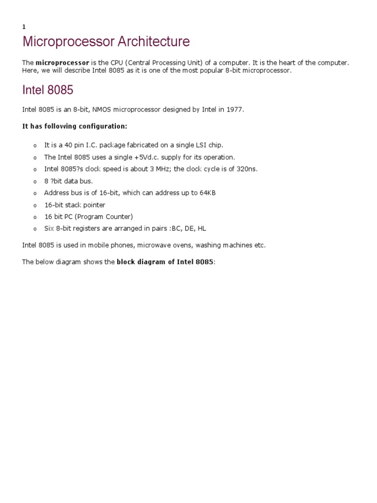 Microprocessor Notes PDF Central Processing Unit Input/Output
