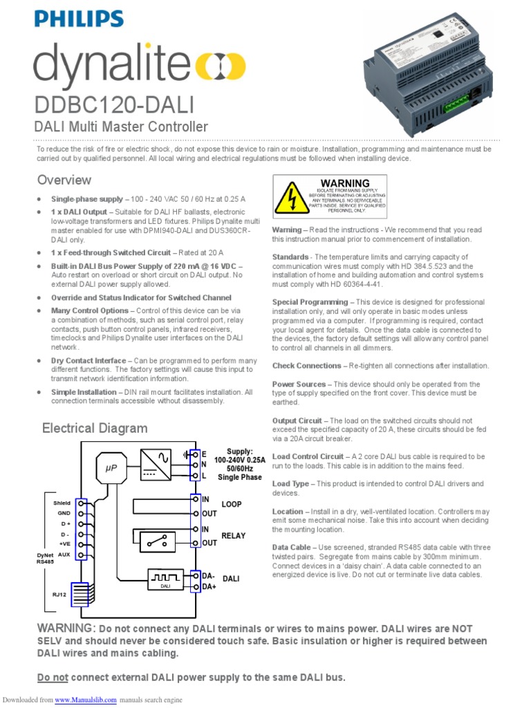 Dynalite Dali Ddbc120dali | PDF | Mains Electricity | Relay