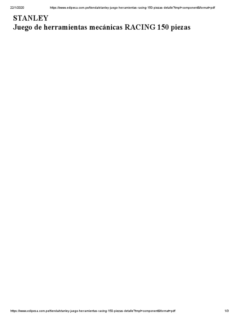 10 Stanley-Juego-Herramientas-Racing-150-Piezas-Detalle | PDF ...