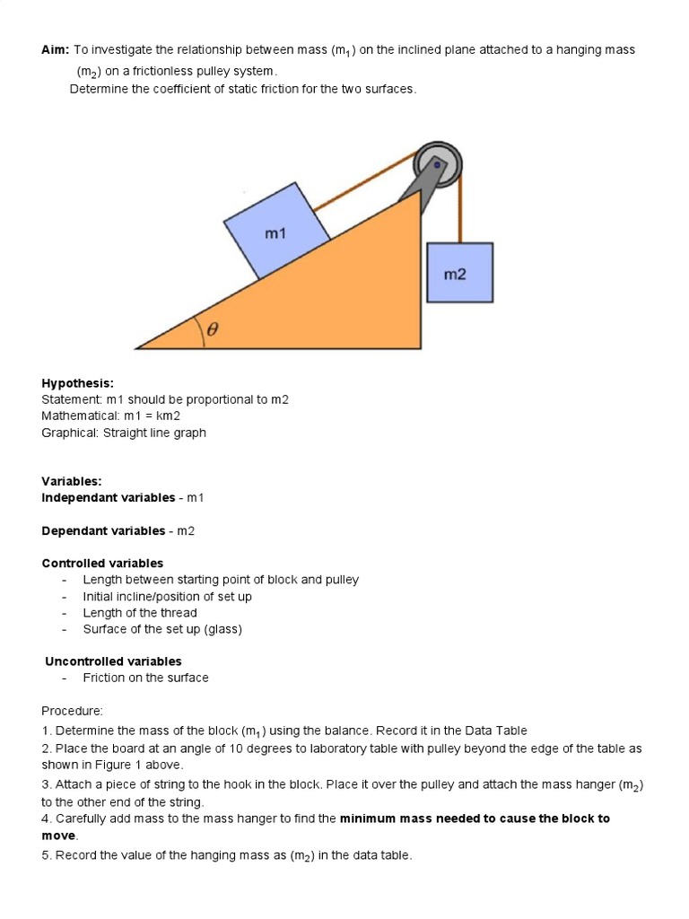 Investigation Mass On An Inclined Plane Soham Sid Mass Friction