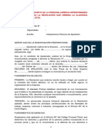 Escrito de La Persona Jurídica Interponiendo Apelación Contra La Resolución Que Orde