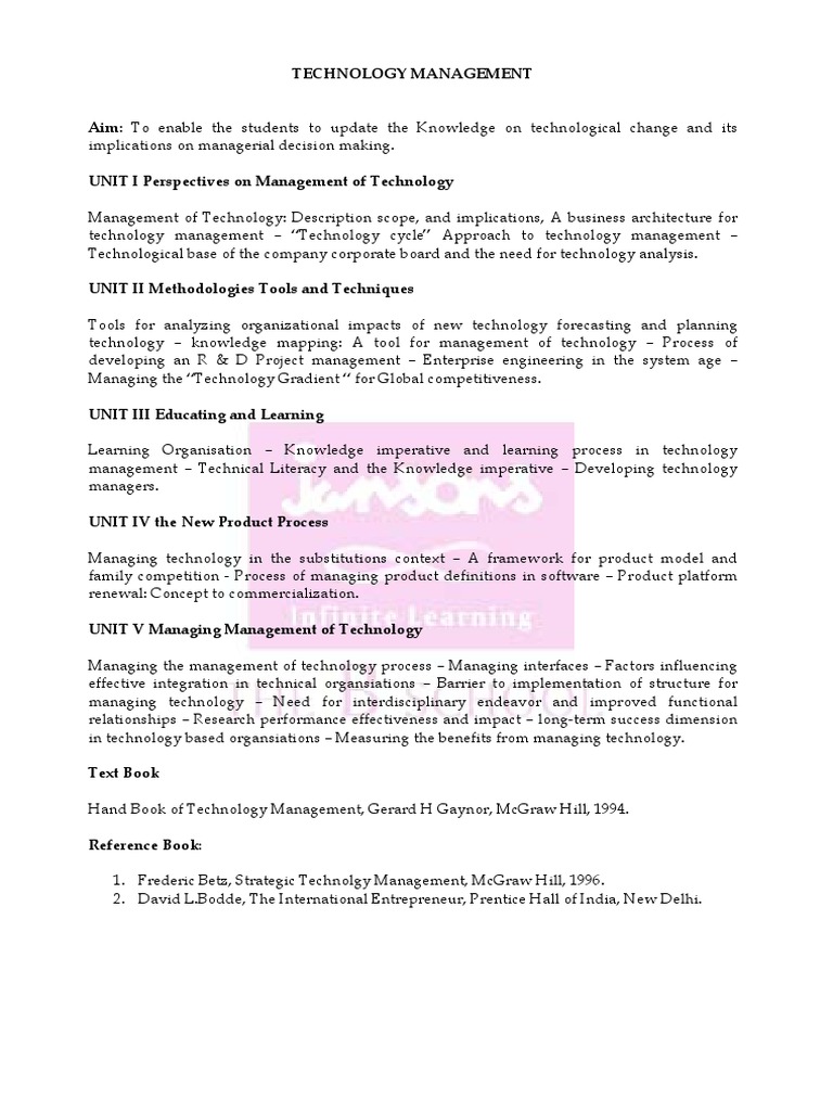 Technology Management Strategies | PDF