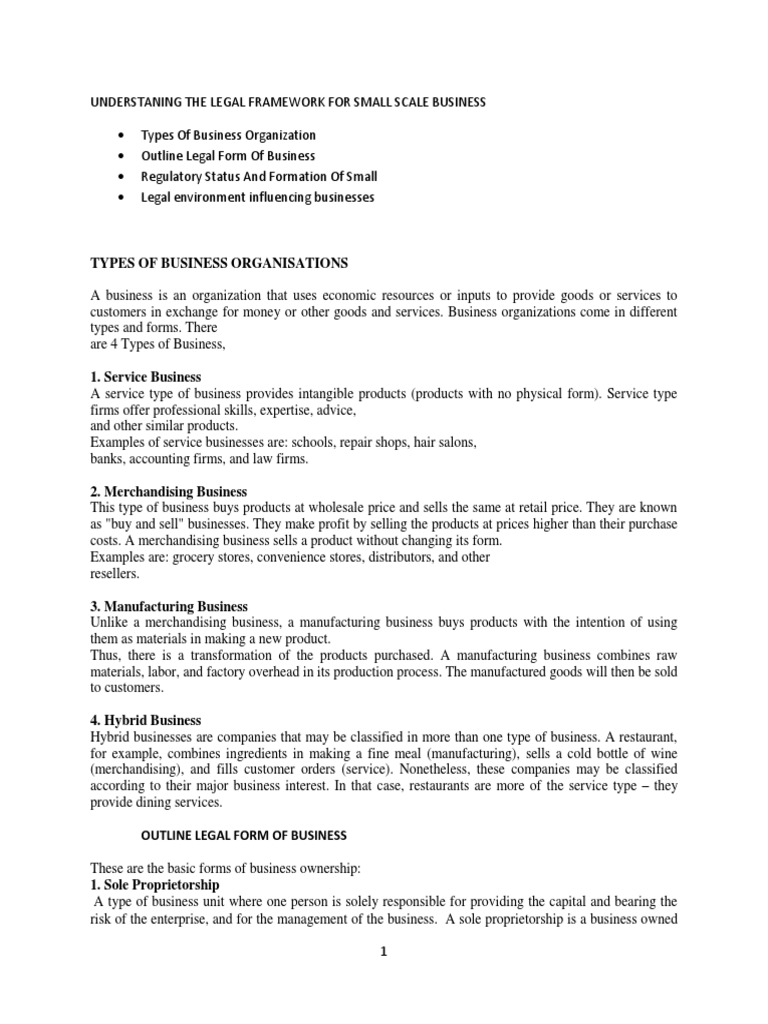 Legal Framework For Small Scale Business | PDF | Partnership | Limited ...