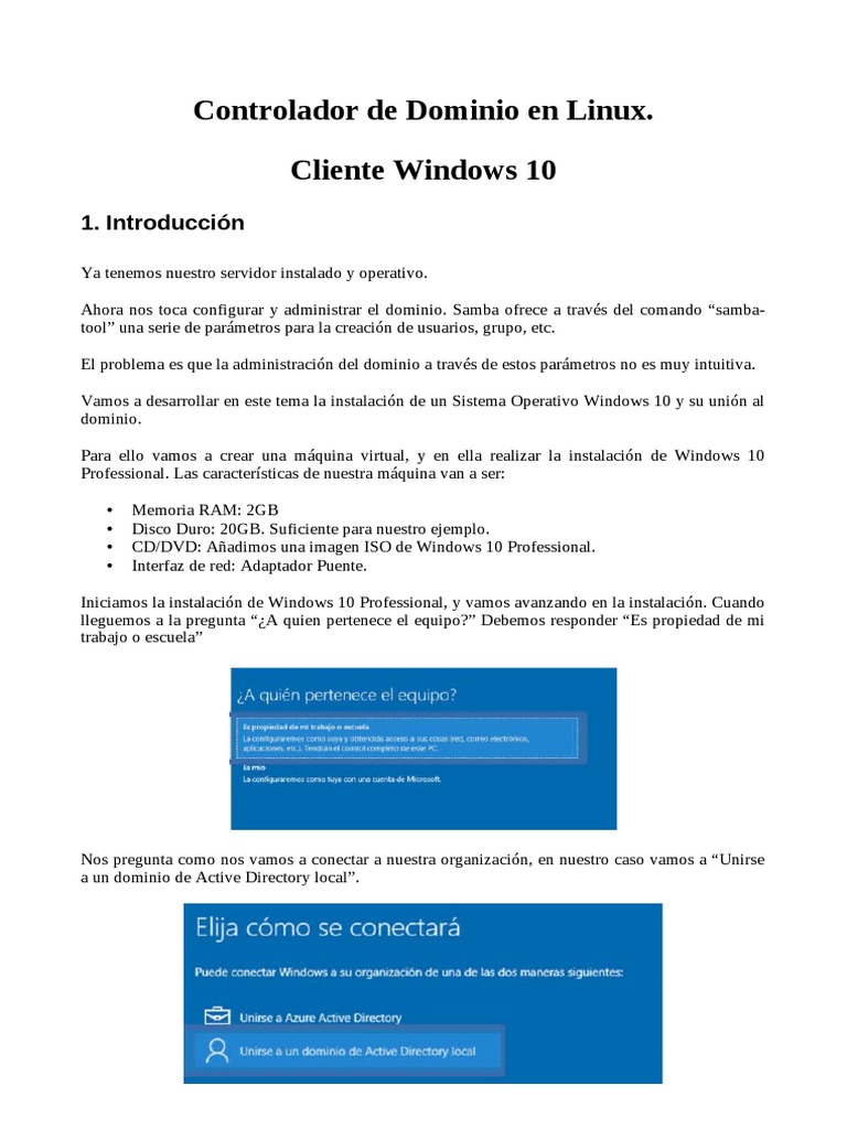 Configuring a Windows 10 Client to Join an Active Directory Domain