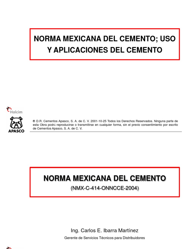 4 Curso Norma de Cemento NMX-C-ONNCCE-414 Rev 1 | PDF | Cemento ...