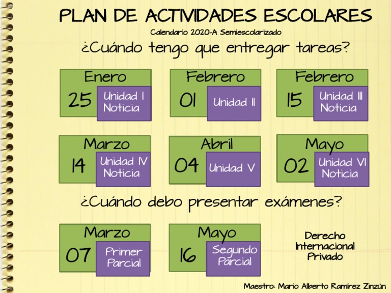 Plan De Actividades Escolares 1 Pdf