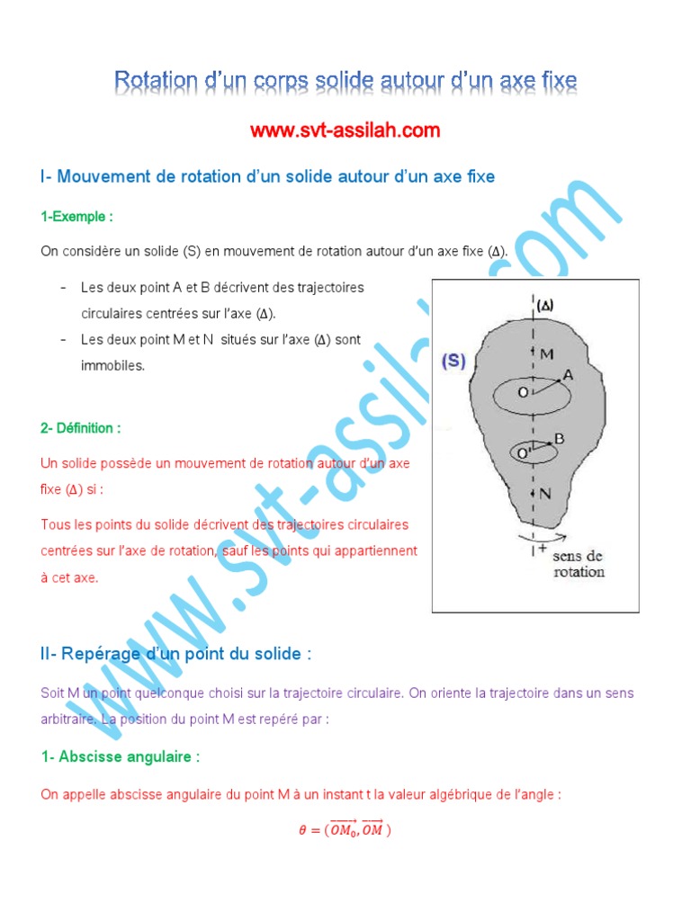 Mouvement de rotation et abscisses | PDF | Mouvement de rotation | Angle