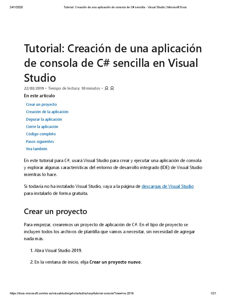 Tutorial de C# en Visual Studio | PDF | C Sharp (lenguaje de ...