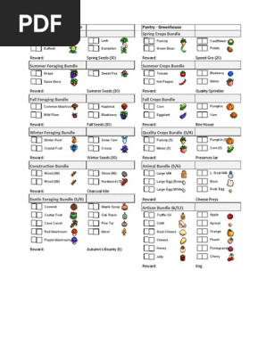 Stardew Valley The Spreadsheet Update4 Bundles Pdf Fruit Preserves Fruit
