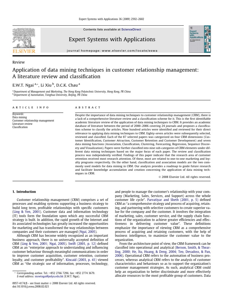 Application of Data Mining Techniques in Customer Relationship | PDF