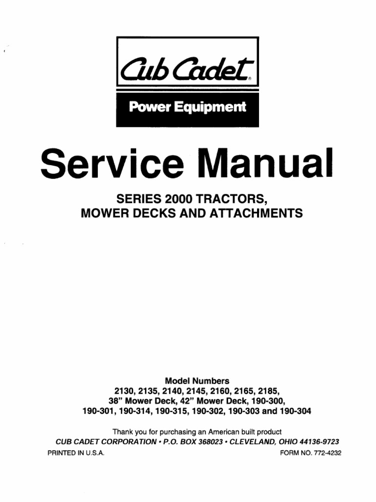 Cub Cadet 2000 Series Service Repair Manual Transmission (Mechanics) Axle