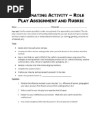 Culminating Activity Role Play Assignment and Rubric Swojcy