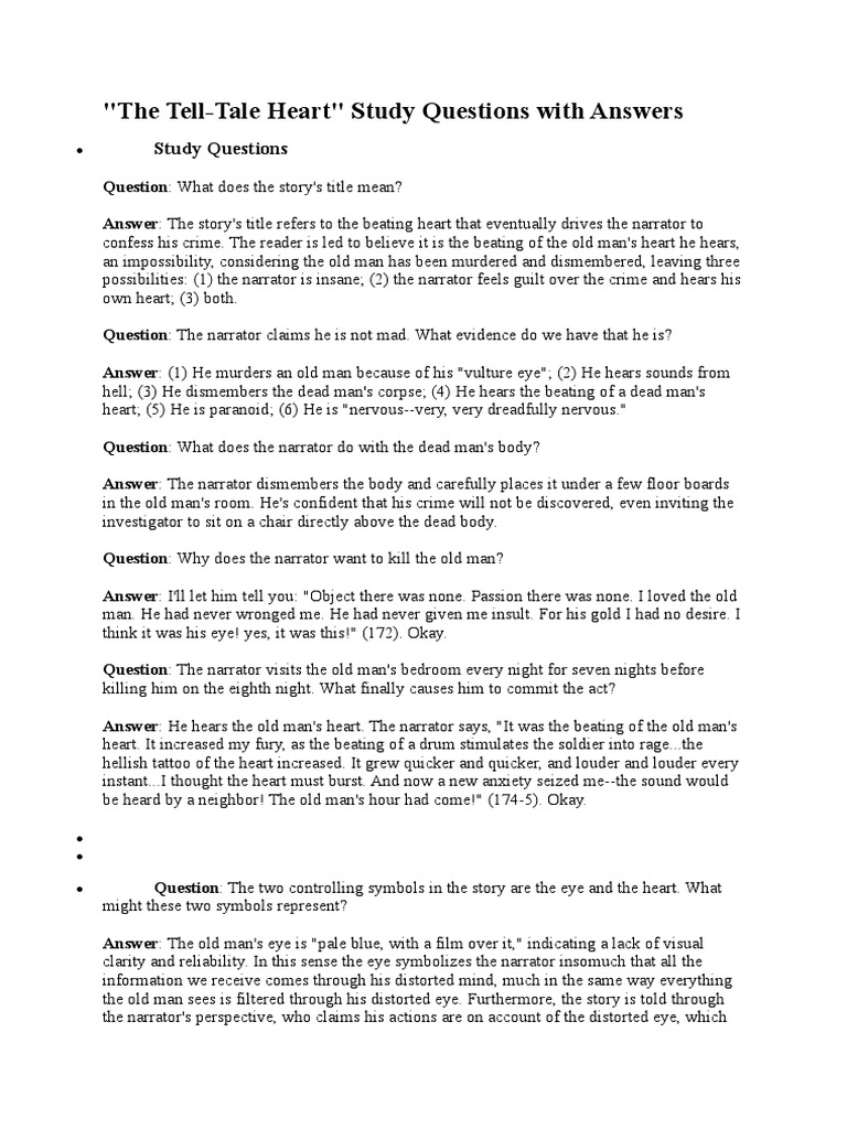 245984764 Tell Tale Heart Study Question With Answers Doc