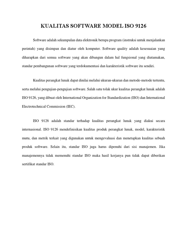 Model Kualitas Software ISO 9126 | PDF