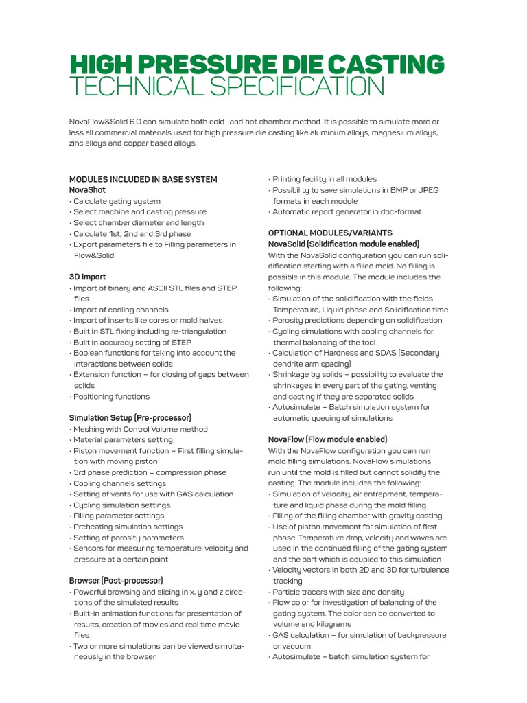 Tech Spec NFS 6 HPD | PDF | Casting (Metalworking) | Applied And ...