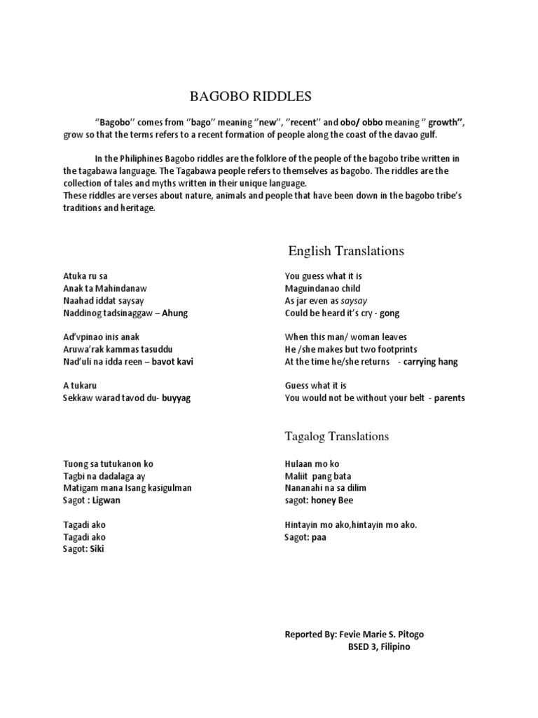 BAGOBO RIDDLES Report.docx