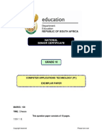 Grade 10 Provincial Exam Computer Applications Technology P1 Examplar 2006 Question Paper PDF