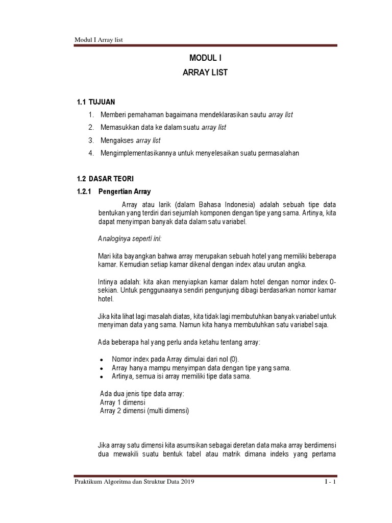 Pengantar Array List dalam Java | PDF