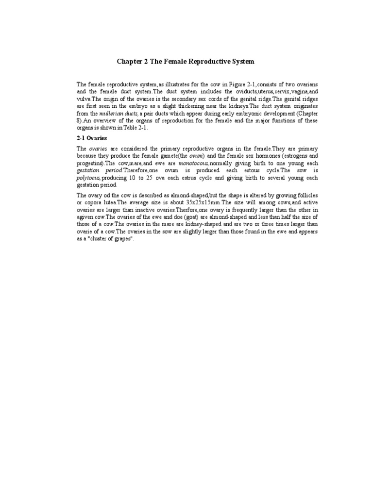 Applied Animal Reproduction Doc Uterus Ovary