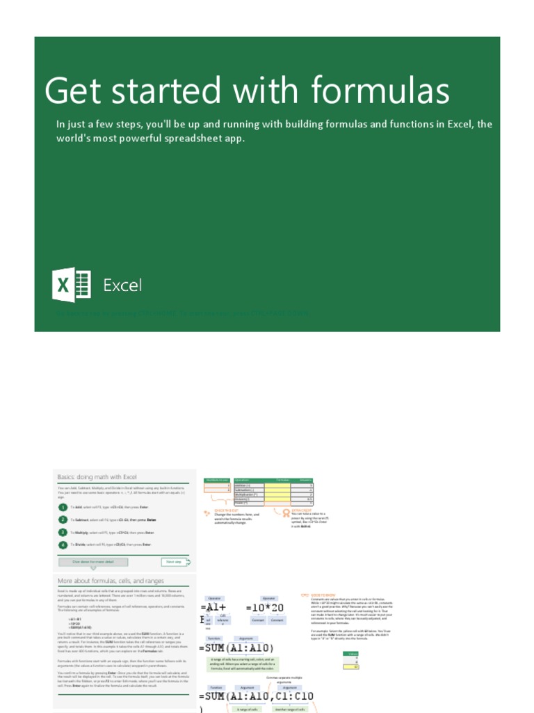 Excel Formulas: Basics and Functions | PDF | Spreadsheet | Formula