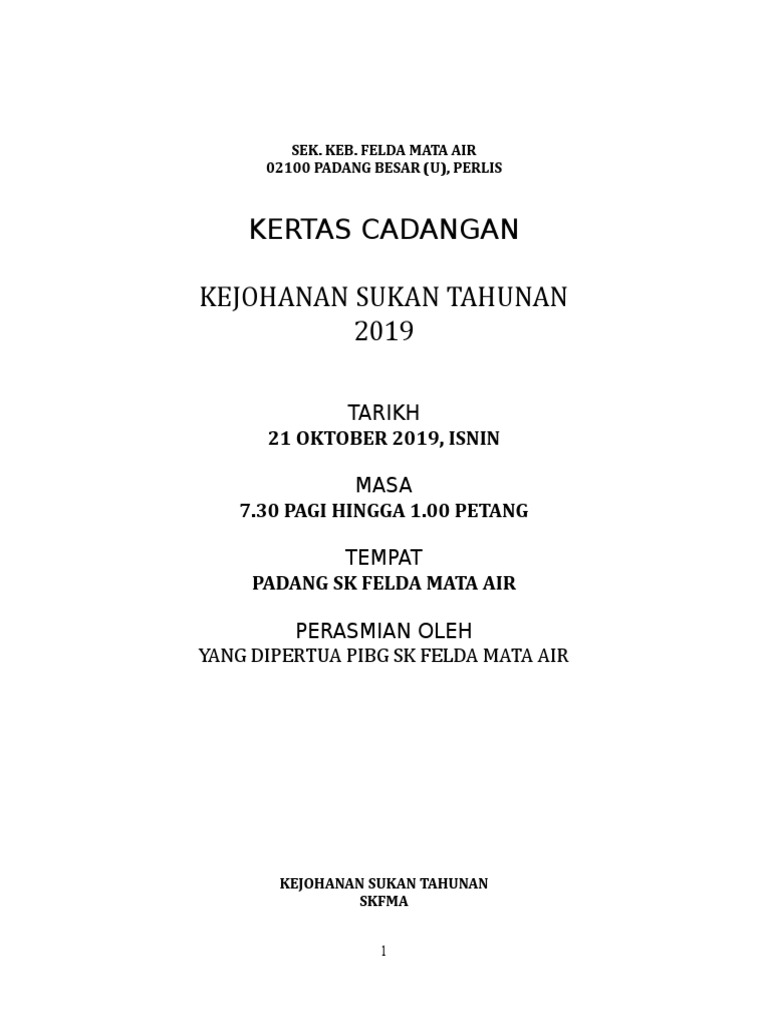 Kertas Kerja Sukan Pdf