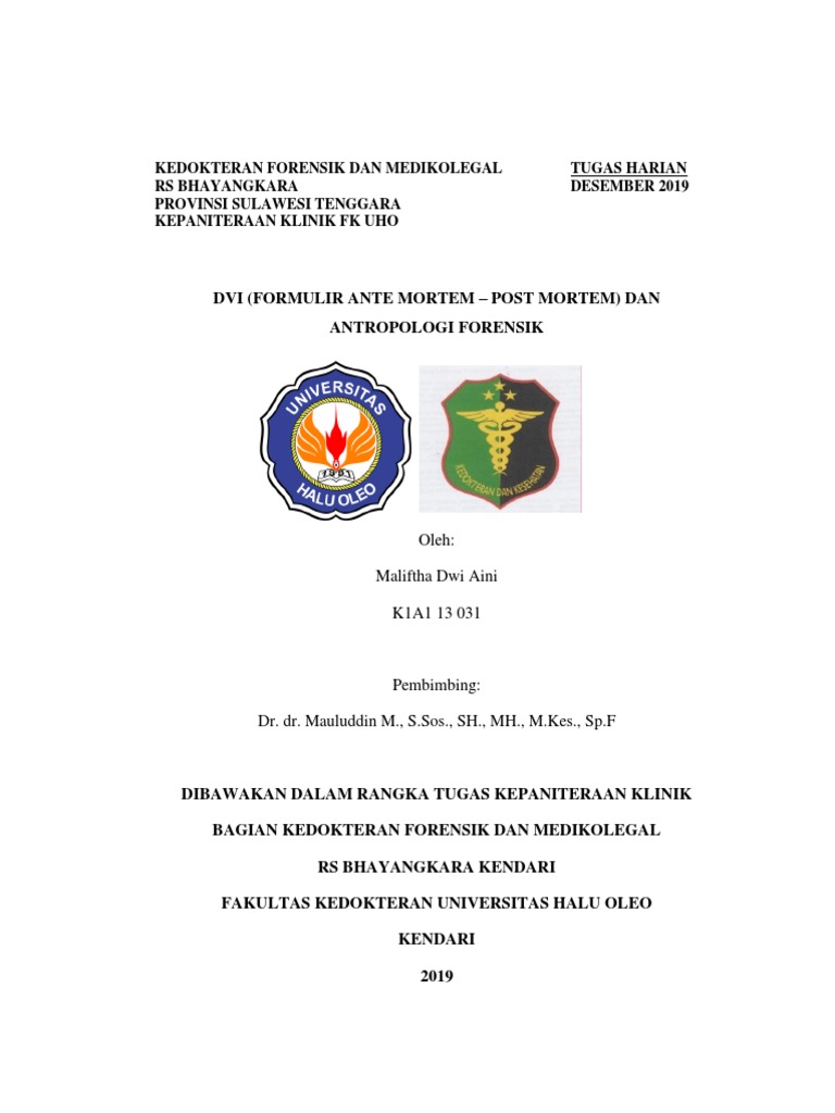 Dvi (Formulir Ante Mortem - Post Mortem) Dan Antropologi Forensik | PDF