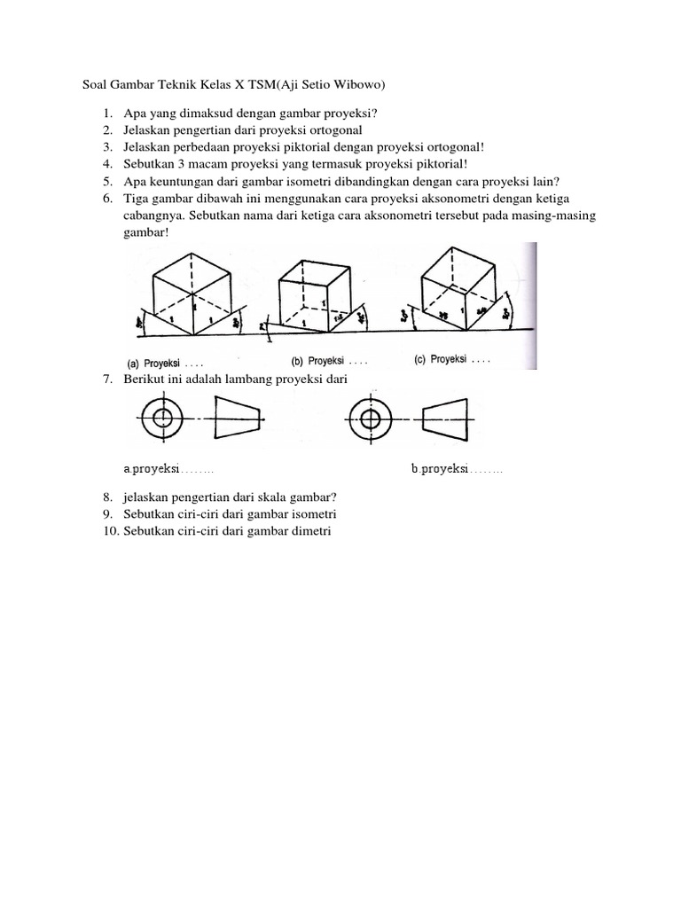 Soal Gambar Teknik | PDF | Metode & Bahan Ajar