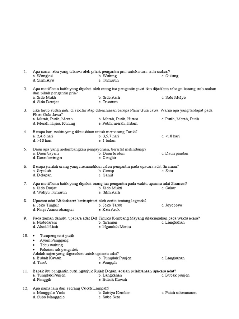 Contoh Soal Tata Rias