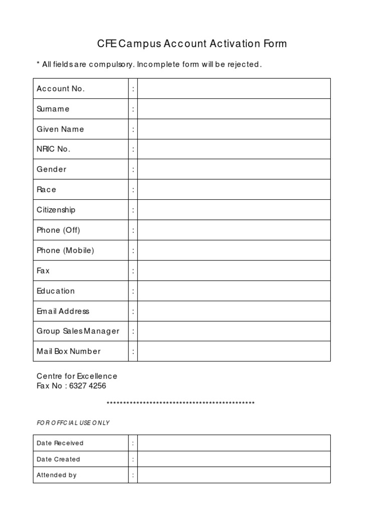 CFE Account Activation Form | PDF