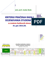 Kriteriji Pracenja Rada I Ocjenjivanja Studenata U 2019-20 Ak God