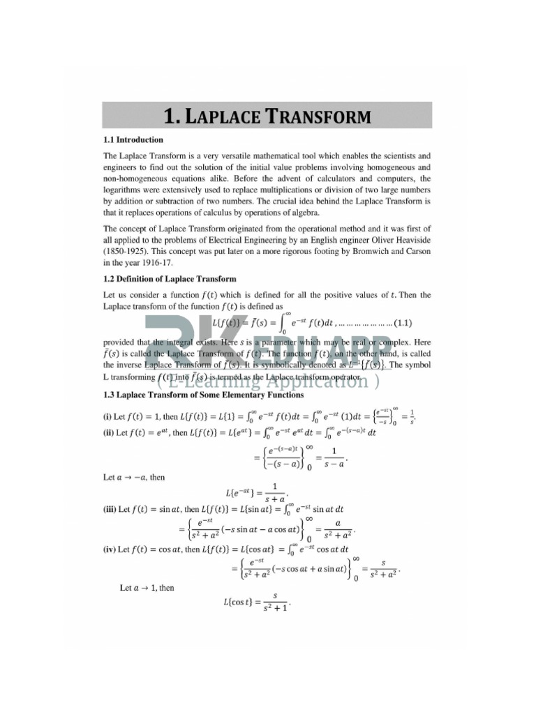 Laplace Transform PDF | PDF