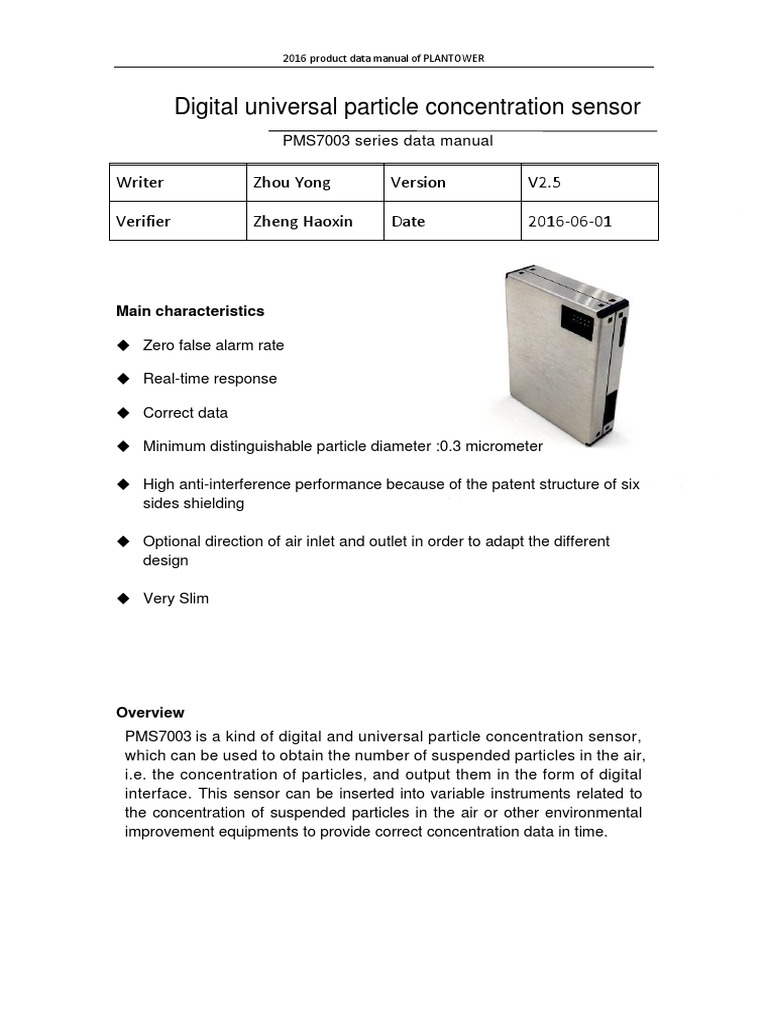 PMS7003 Sensor Data Manual | PDF | Power Supply | Mode (Statistics)
