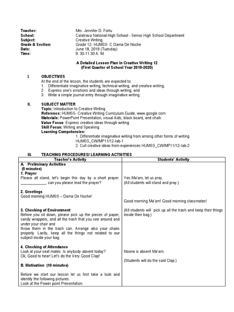 Detailed Lesson Plan Quarter 1-4 | PDF | Mass Media | Lesson Plan