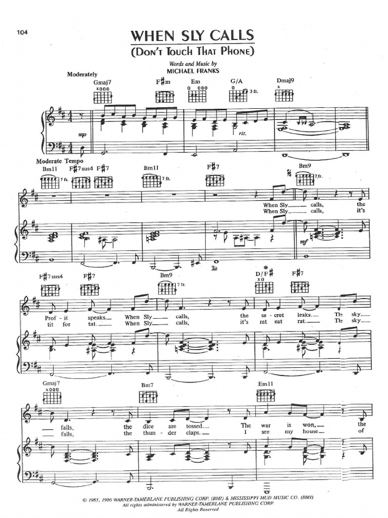 Michael Franks When Sly Calls PDF