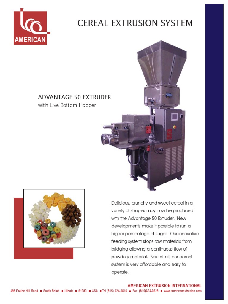 Cereal Extrusion System PDF Extrusion Process Engineering